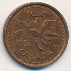 1 цент Канада 1998 года VF
